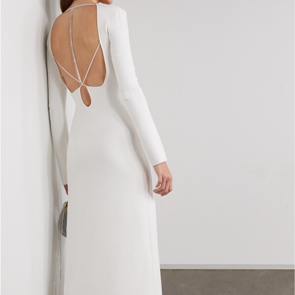 Galvan London Andromeda Open-back Embellished Stretch-knit Maxi Dress